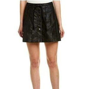 Free People Black Faux Leather Snap Button Front Mini Skirt  Women's Size 8